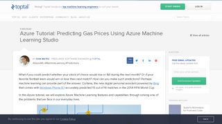 Tutorial: Azure Machine Learning Studio Example | Toptal
