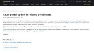 Azure portal update for classic portal users | Azure updates | Microsoft ...
