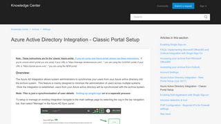 Azure Active Directory Integration - Classic Portal Setup – Knowledge ...