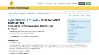 Connecting to Windows Azure Blob Storage - Cyberduck