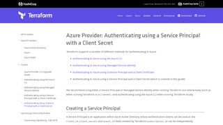 Azure Provider: Authenticating via a Service Principal and a Client ...