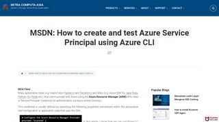 MSDN: How to create and test Azure Service Principal using Azure CLI