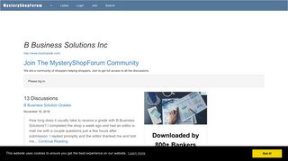 B Business Solutions Inc: Discussions @ MysteryShopForum.com