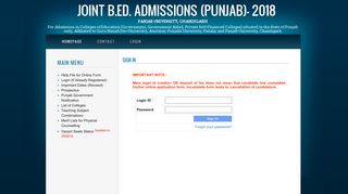 Login - Punjab ~ Joint B.Ed. Admissions (Punjab)- 2018 - Panjab ...