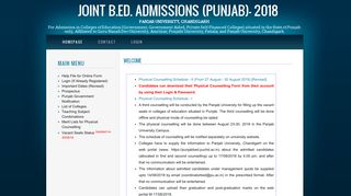 Punjab ~ Joint B.Ed. Admissions (Punjab)- 2018 - Panjab University ...