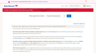 Credit Card Payments and Statements FAQ from Bank of America