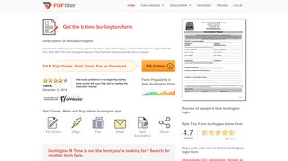 B Time Burlington - Fill Online, Printable, Fillable, Blank | PDFfiller