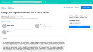 Design and implementation of SIP B2BUA server | Request PDF