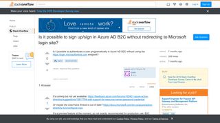 Is it possible to sign up/sign in Azure AD B2C without redirecting ...