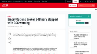 Binary Options Broker B4Binary slapped with OSC warning | AtoZ