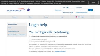 British Airways - Login help