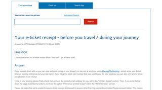 Your e-ticket receipt - before you travel / during your journey - Service