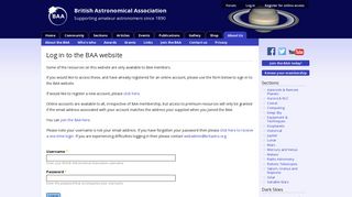 Log in | British Astronomical Association