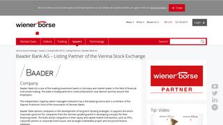 Baader Bank AG : Vienna Stock Exchange - Wiener Börse
