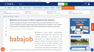 Babajob announces 5 million registered job seekers - IndiaInfoline