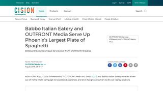 Babbo Italian Eatery and OUTFRONT Media Serve Up Phoenix's ...