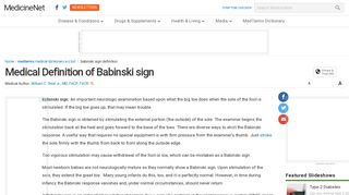 Definition of Babinski sign - MedicineNet