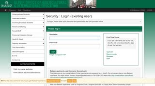 Security > Login (existing user) > Glavin Office of ... - Babson Abroad
