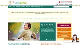 Baby Bonus - Parent Portal Homepage