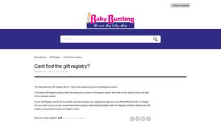 Cant find the gift registry? – Baby Bunting
