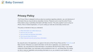 Privacy Policy - Baby Connect