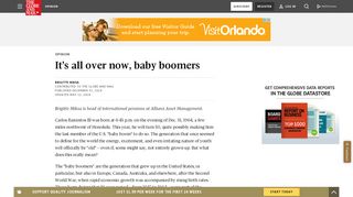 It's all over now, baby boomers - The Globe and Mail