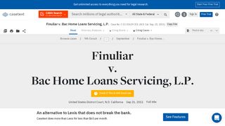 Finuliar v. Bac Home Loans Servicing, L.P, Case No. C-11-02629 JCS ...