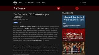 The Bachelor 2019 Fantasy League Glossary | The Bachelor
