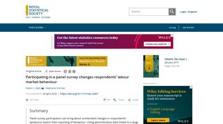 Participating in a panel survey changes respondents' labour market ...