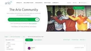 redirect from main page back to login - Arlo Communities