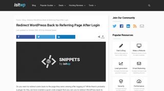 Redirect WordPress Back to Referring Page After Login - IsItWP