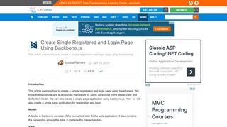 Create Single Registered and Login Page Using Backbone.js