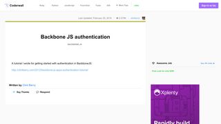 Backbone JS authentication (Example) - Coderwall