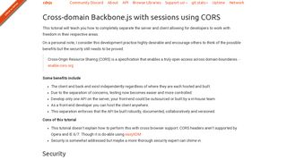 Cross-domain Backbone.js with sessions using CORS - cdnjs.com