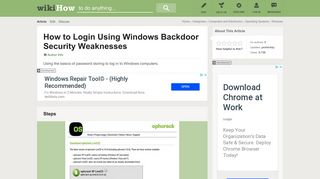 How to Login Using Windows Backdoor Security Weaknesses: 10 Steps