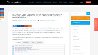 Feature 4: User login API – login registered users to a Backendless app