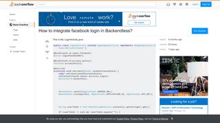 How to integrate facebook login in Backendless? - Stack Overflow
