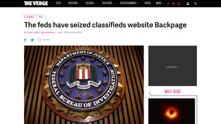 The feds have seized classifieds website Backpage - The Verge