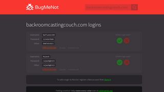 backroomcastingcouch.com passwords - BugMeNot