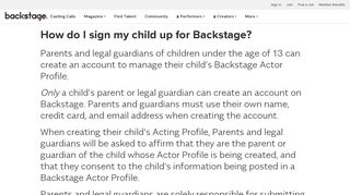 How do I sign my child up for Backstage?