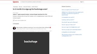 Is it worth it to sign up for backstage.com? - Quora