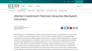 Aterian Investment Partners Acquires Backyard Discovery