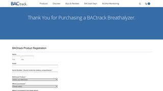 Product Registration - BACtrack