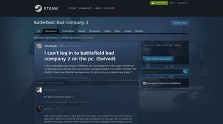 I can't log in to battlefield bad company 2 on the pc. (Solved ...