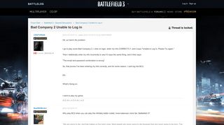 Bad Company 2 Unable to Log in - Battlelog - Battlefield