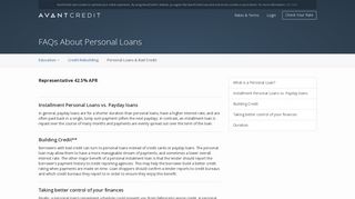 Personal Loans & Bad Credit - AvantCredit