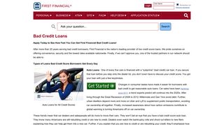 First Financial | Official Site - Bad Credit Loans