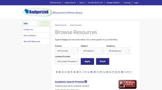 Browse Resources | BadgerLink