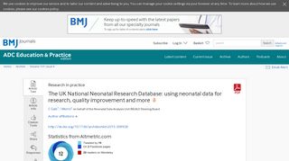 The UK National Neonatal Research Database: using neonatal data ...