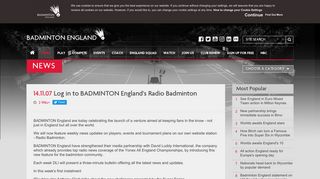 14.11.07 Log in to BADMINTON England's Radio Badminton